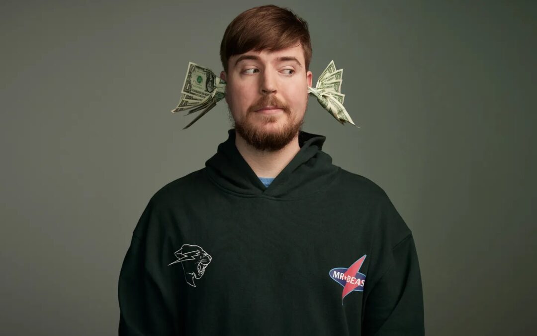 Photo of MrBeast with money coming out of his ears